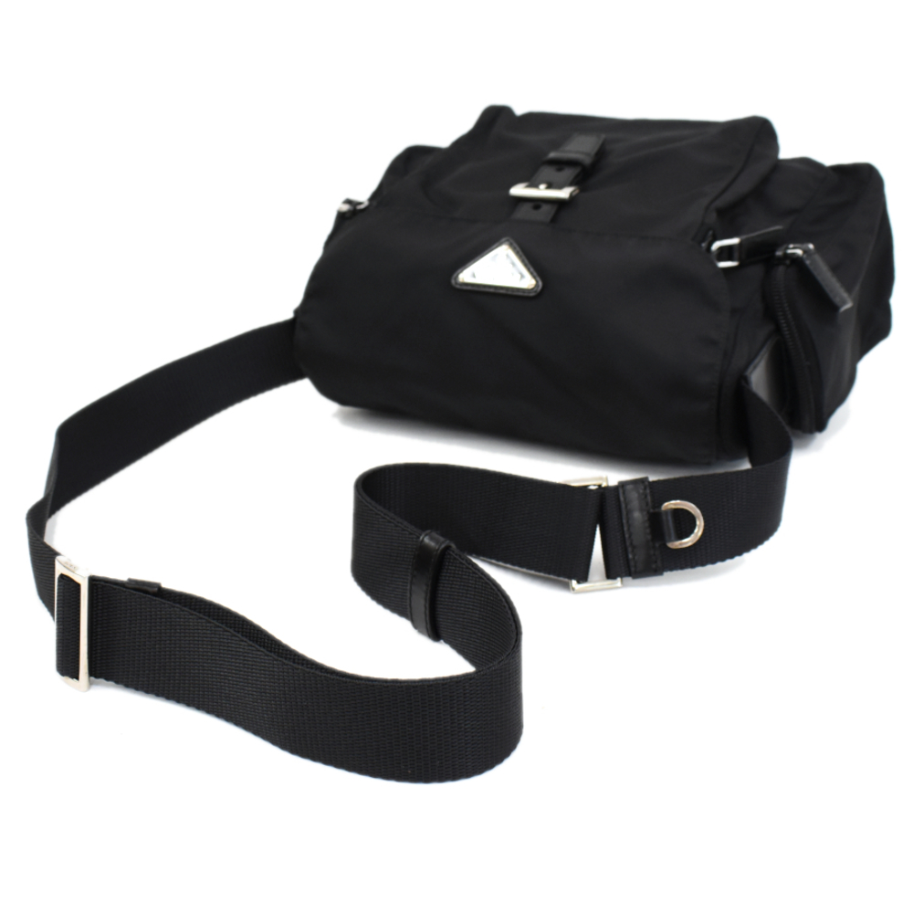 Prada Leather Shoulder Nylon Triangular Black Tri… - image 7